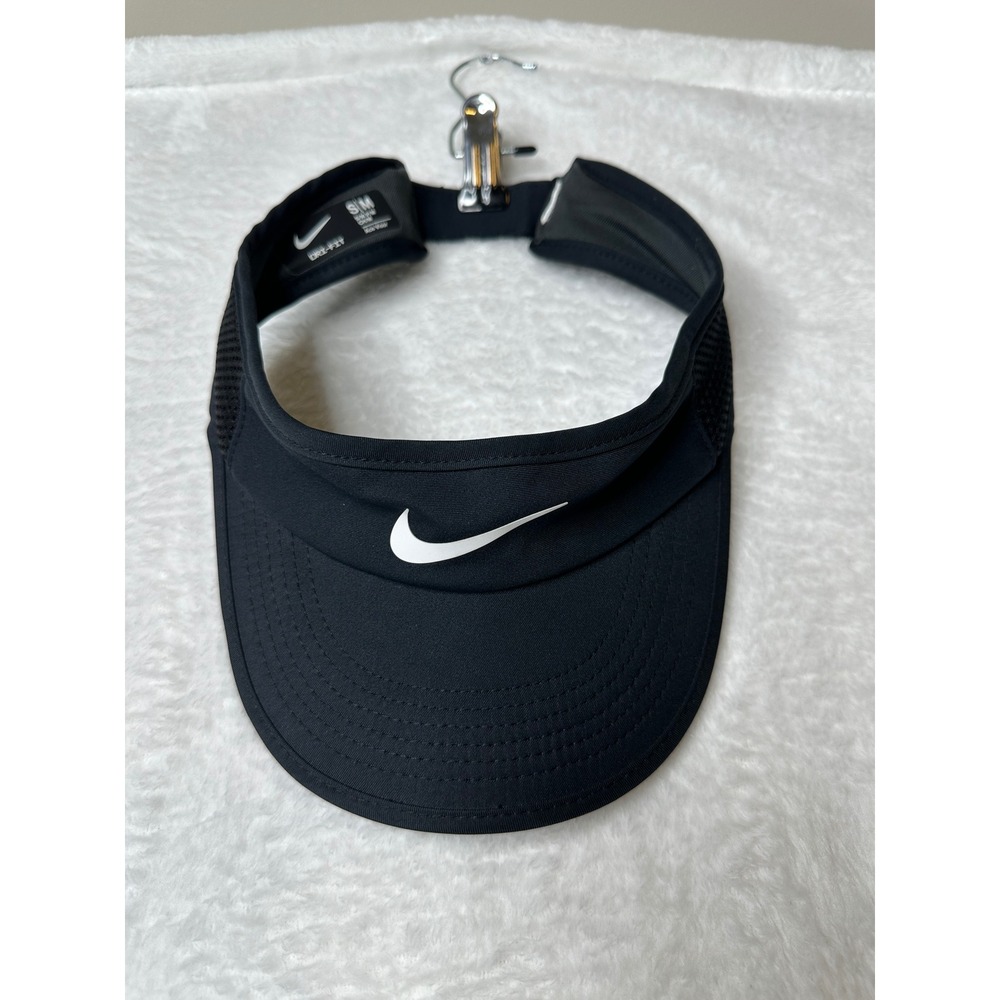 Nike Ace Visor Unisex S/M Black Dri-FIT Mesh Athletic Golf Tennis Hat